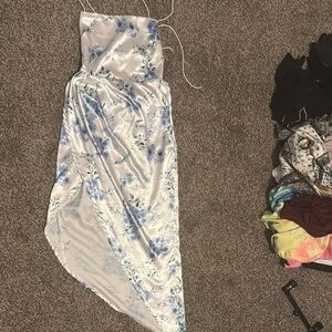 Cider Blue Floral Backless Dress